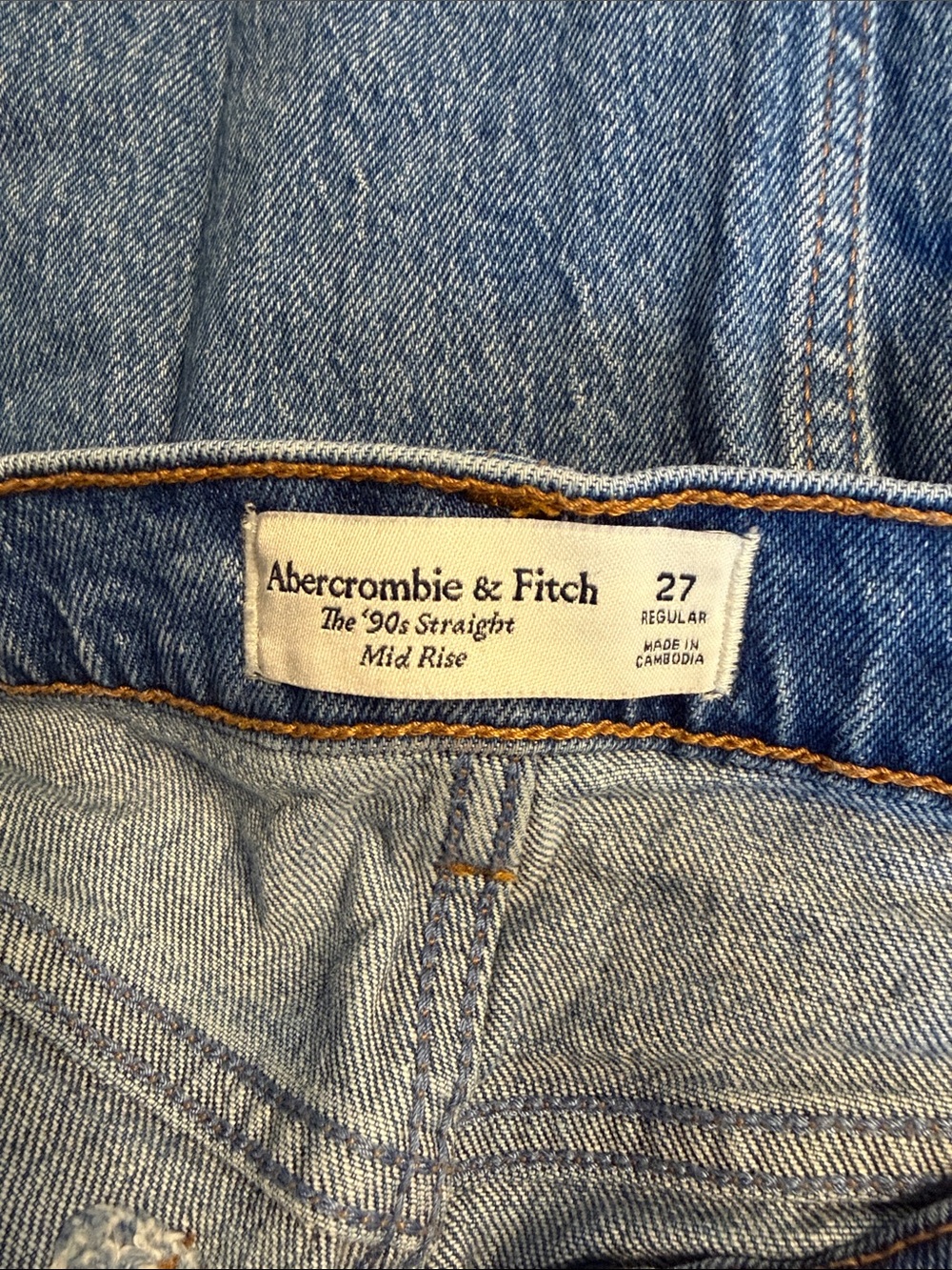Abercrombie 90s Straight Mid-Rise Blue Women's Jeans - Picture 2 of 2